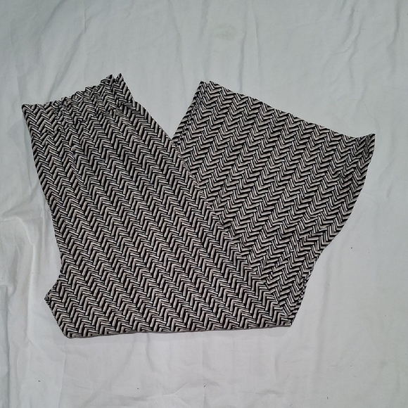 LOFT Women's Black and Cream Pants Wide Leg Size M - Picture 4 of 6